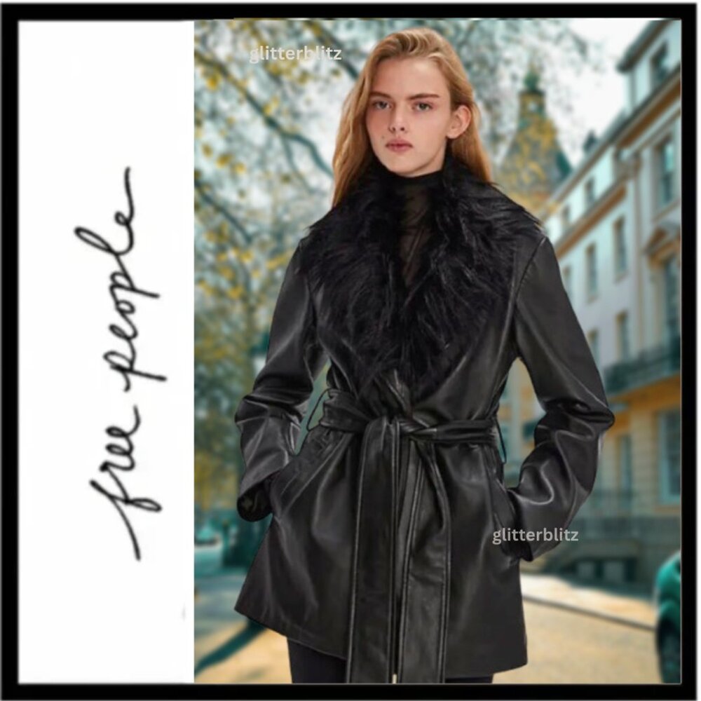 FREE PEOPLE LEATHER COAT - MSRP $898